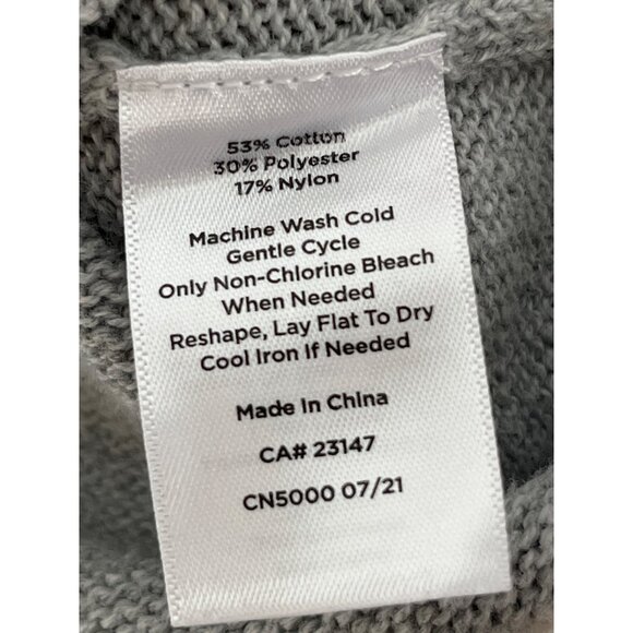 Talbots Rib Yoke Crewneck Sweater Pink Gray Cotton Blend Medium‎ Petite - Picture 8 of 8